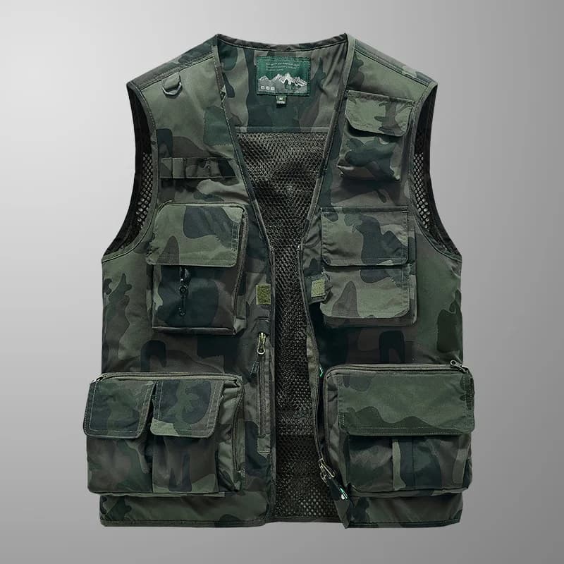 Veste de pêche homme 2023 multi-poches respirante en mesh pour extérieur et randonnée