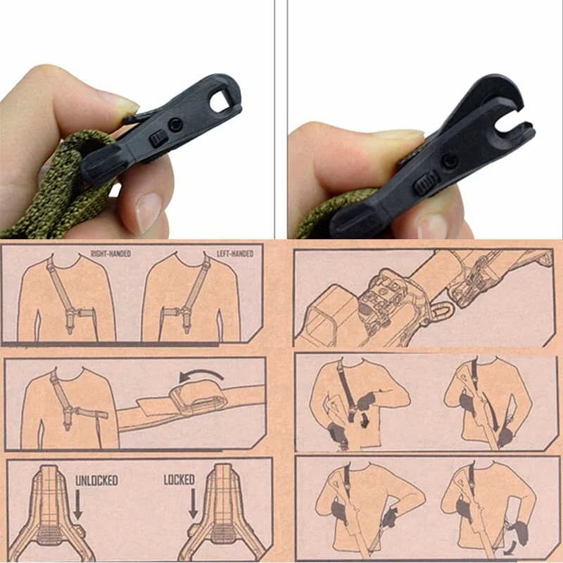 Sangle réglable MS3 pour fusil de pêche - Bretelle universelle 2 points nylon tactique chasse pêche