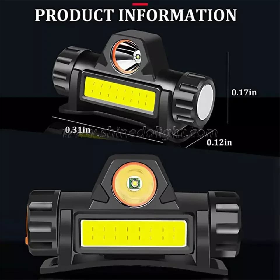 Lampe frontale pêche mini portable LED XPE+COB rechargeable USB magnétique queue étanche