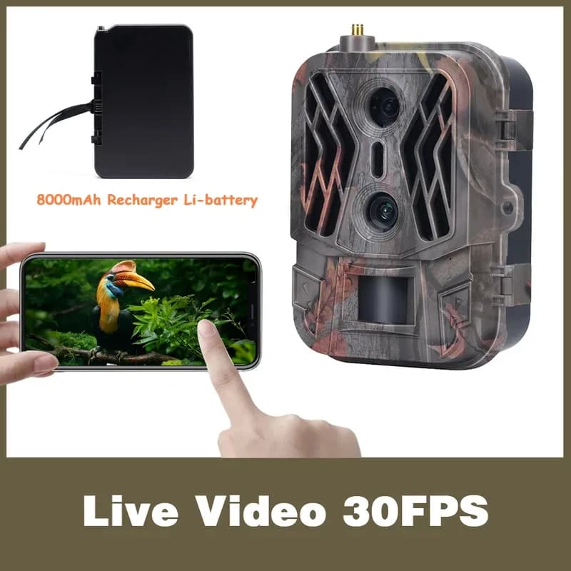 Caméra trail 4G live 4K 120MP avec batterie lithium 8000mAh double objectif étanche IP65