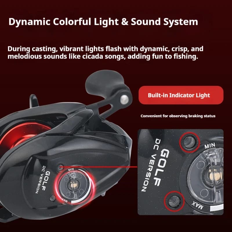 Moulinet casting Lizard DC frein électronique intelligent - léger avec alarme de lancer et son pour pêche au leurre