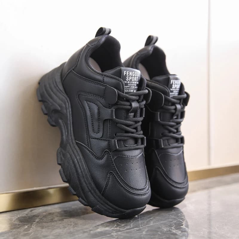 Sneakers femme plateforme blanc printemps 2024 semelle épaisse cuir PU respirant pour pêche sport