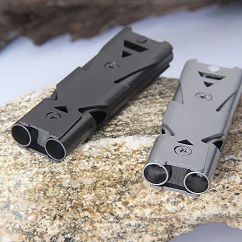 Sifflet double tube haute décibels étanche - idéal urgence SOS camping sports arbitrage