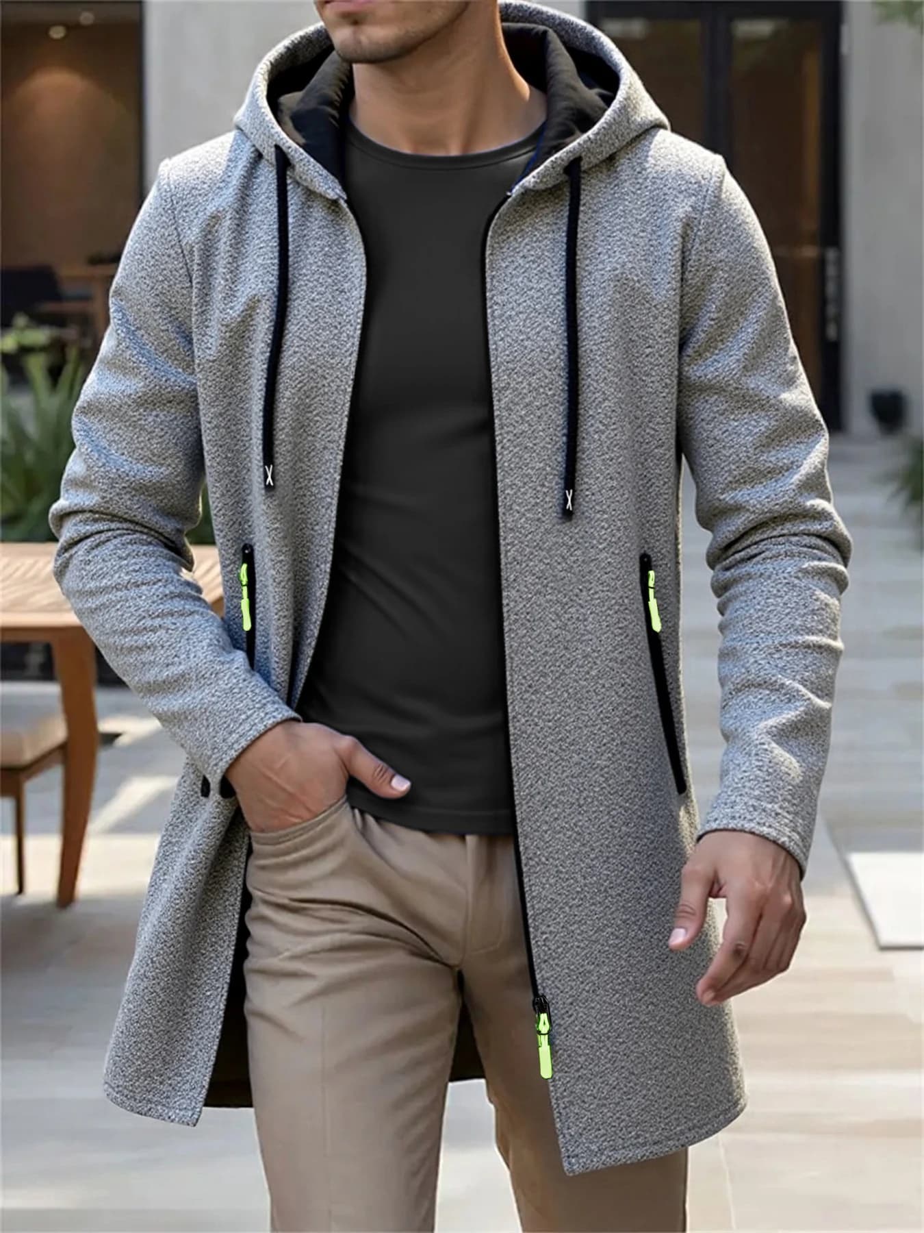 Veste pêche à capuche tricotée - Vêtement polyvalent pour pêche printemps automne