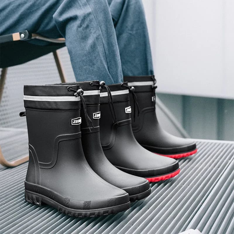 Bottes de pluie camouflage homme imperméables éco-matériau pêche conduite sport - Chaussures pêche basse talon rond