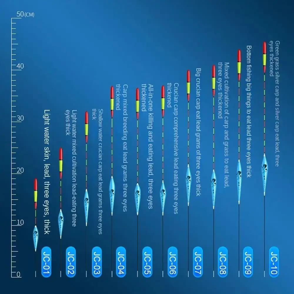Flotteur de pêche vertical composite haute visibilité et grande sensibilité pour une flottaison optimale