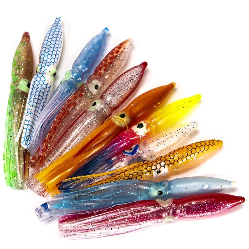 10 leurres souples pieuvre 8cm pour la pêche au thon et voilier, appâts artificiels en lot de 10