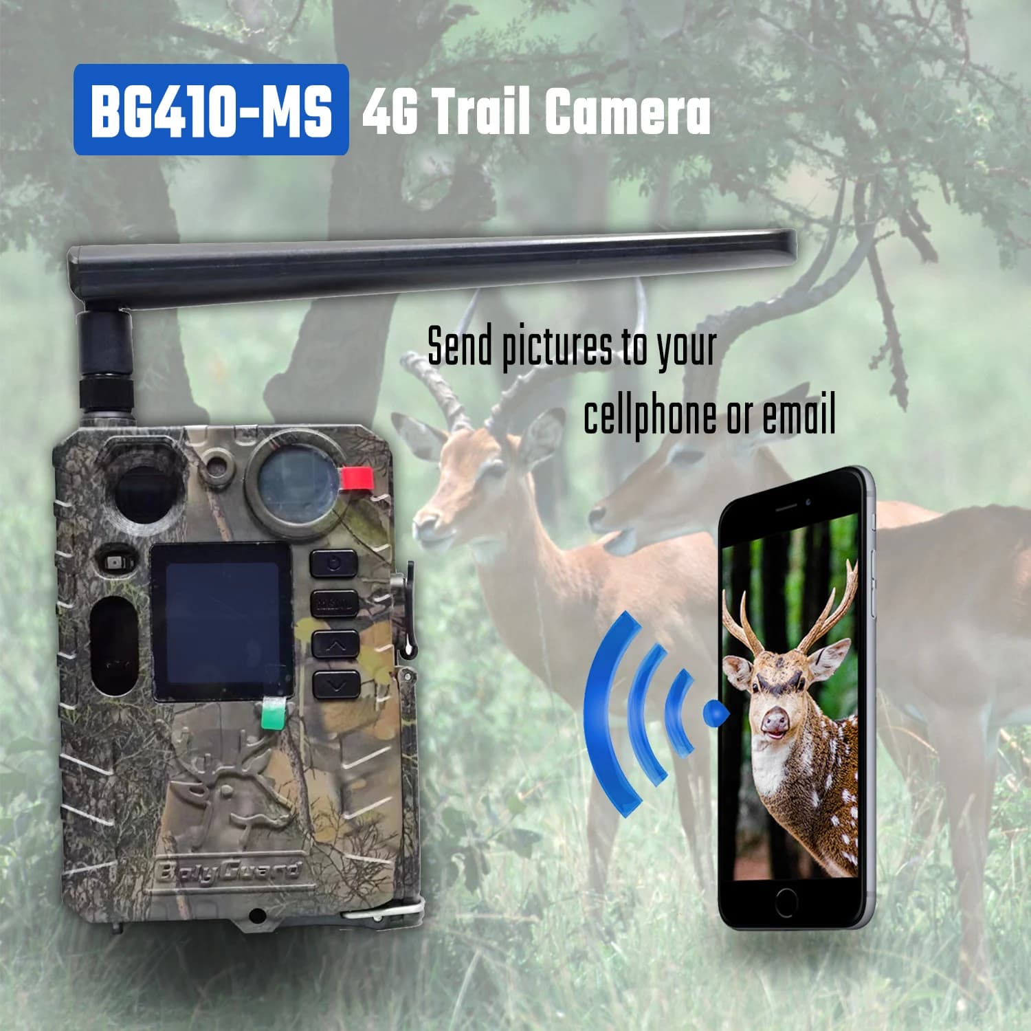 Caméra de chasse BolyGuard BG410-MS 4G LTE 4K 37MP vision nocturne 940nm étanche IP66 prête solaire
