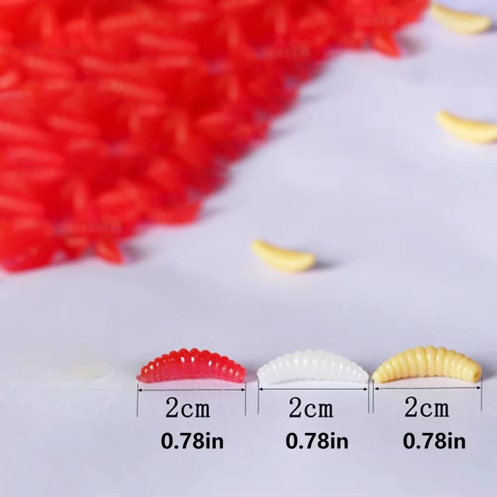 Leurre souple silicone 2cm appât vers pain hiver 50 pièces leurre brillant pêche truite