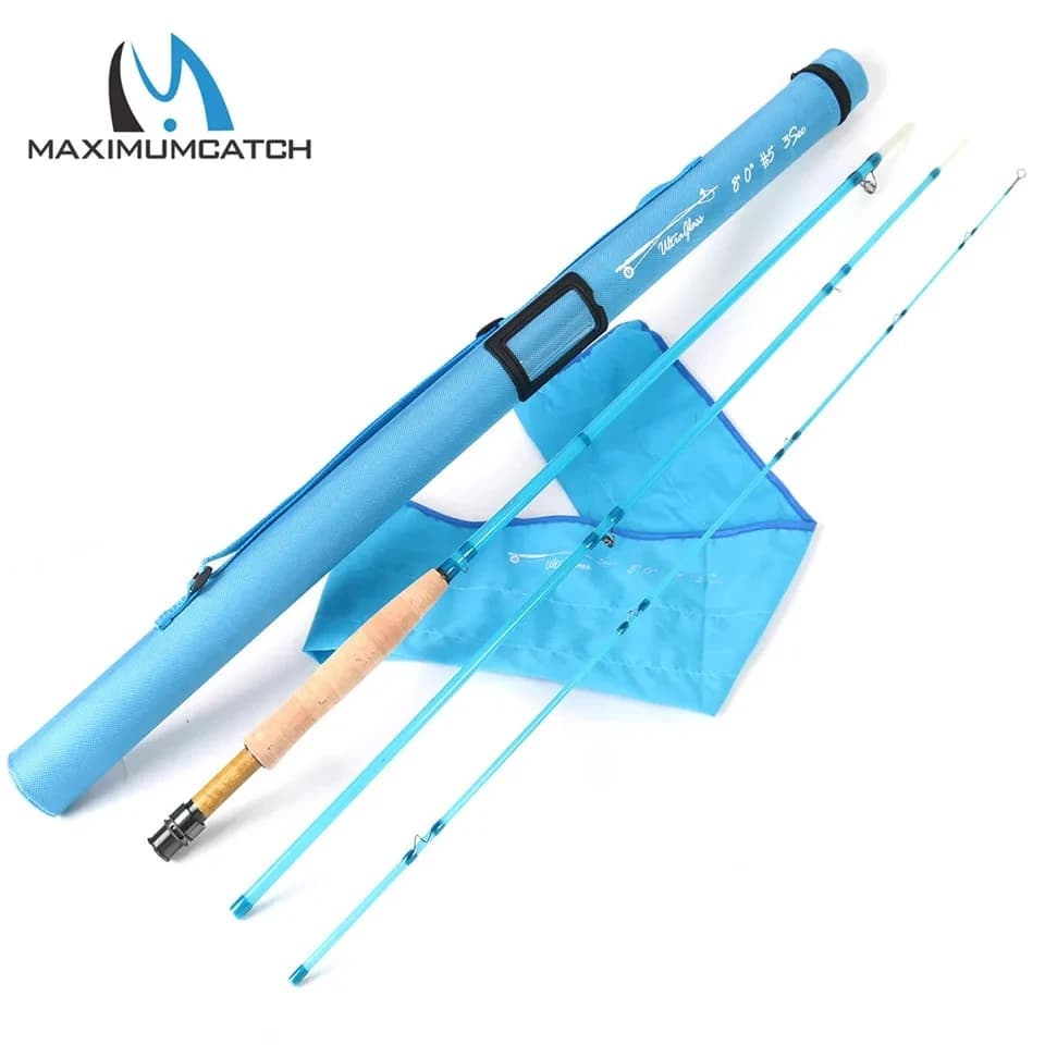 Canne à mouche fibre de verre transparente Maximumcatch 7/8.5FT 3/6WT rétro classique pêche truite