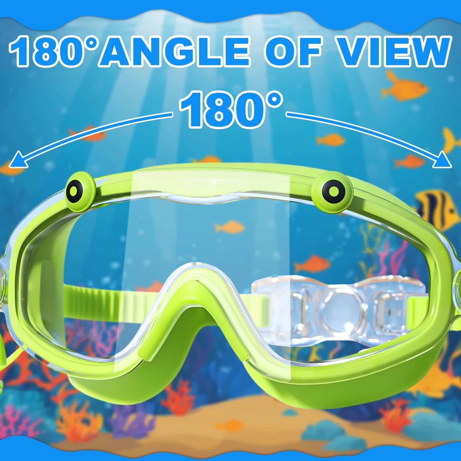 Lunettes de natation enfant 3-15 ans avec bouchons d'oreilles grand cadre HD anti-fuite confortables