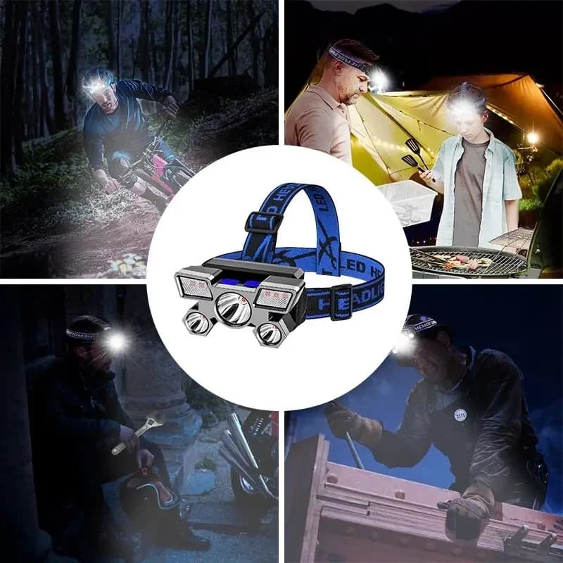 Lampe frontale LED rechargeable puissante pour pêche portable - Éclairage haute puissance pour pêche nocturne