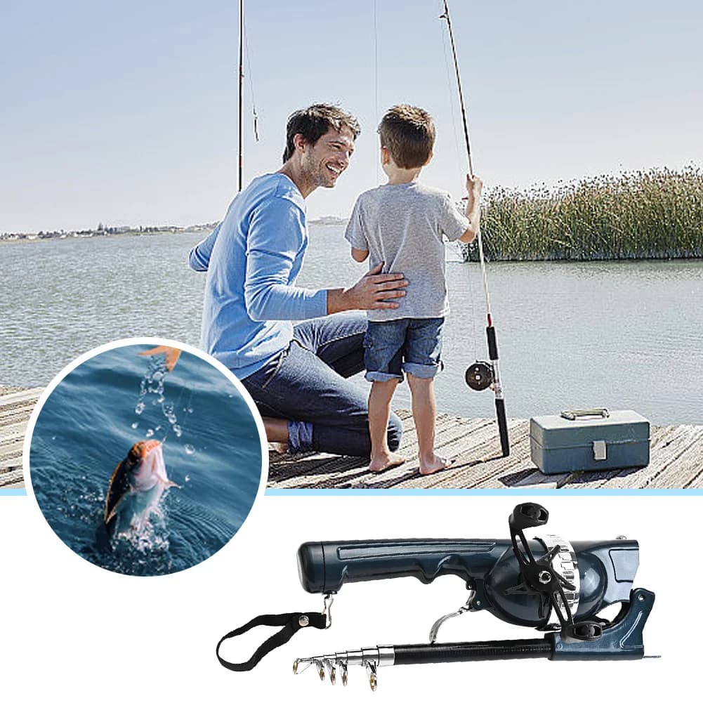 1 set canne pêche télescopique pliante acier inox voyage portable mini équipement pêcheur