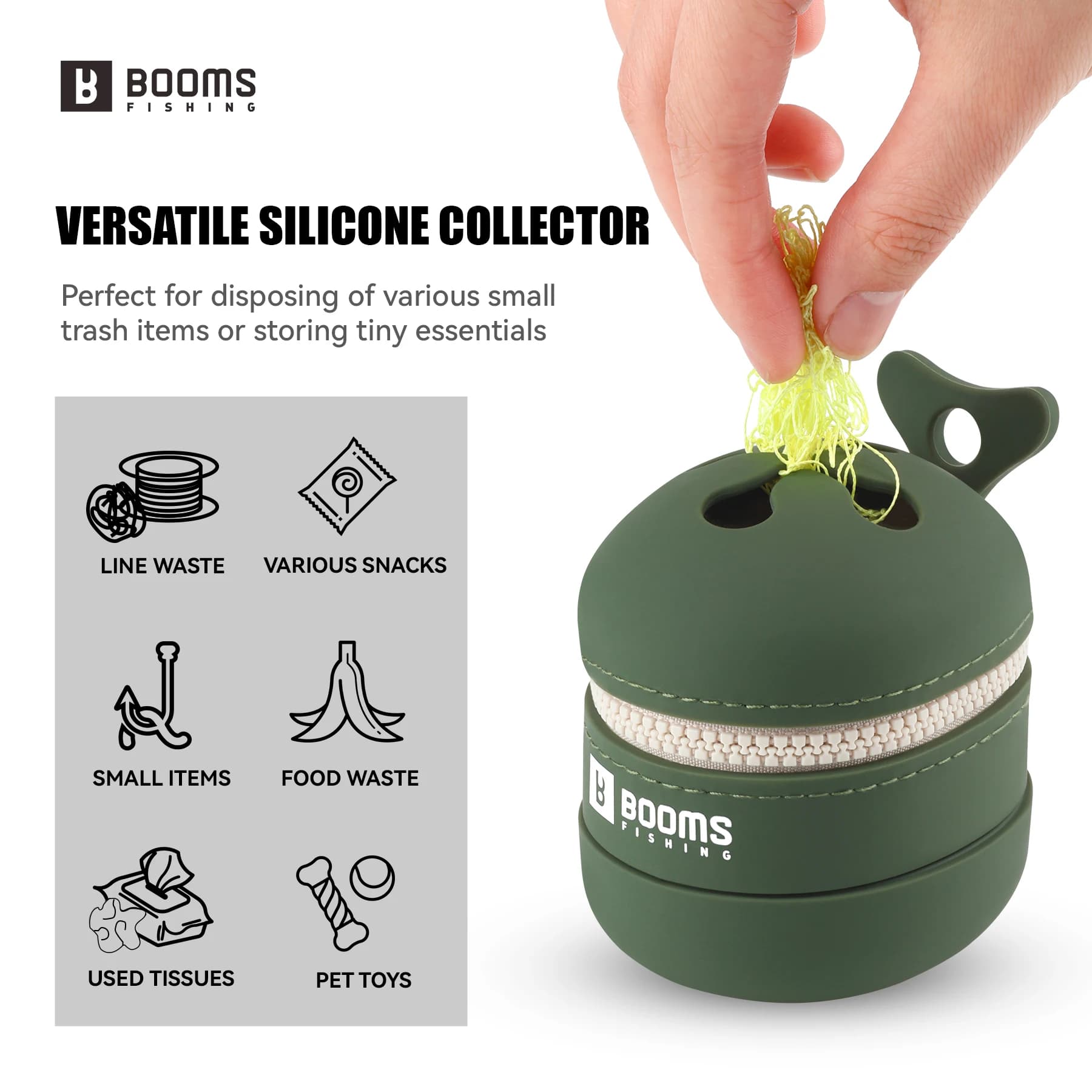 Collecteur de déchets rétractable pour ligne pêche - Récupérateur silicone hameçons et appâts usagés