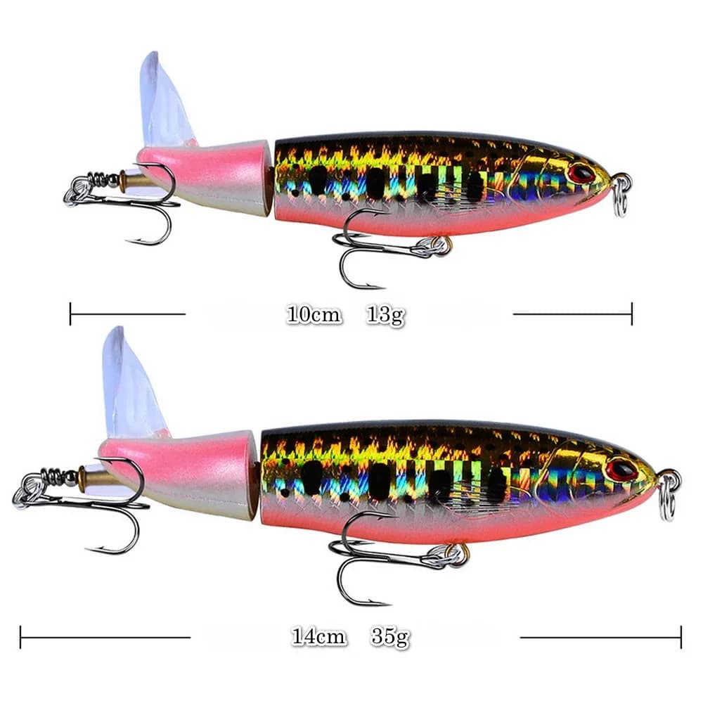 Leurre popper topwater 10-14cm avec hélice rotative pour pêche carnassier - Appât dur spinner