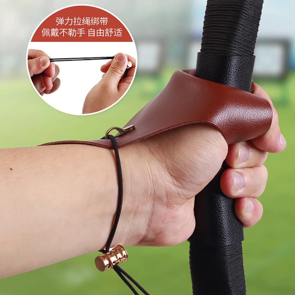 Protège-doigts archerie 2 doigts cuir pêche arc traditionnel chasse accessoire tir