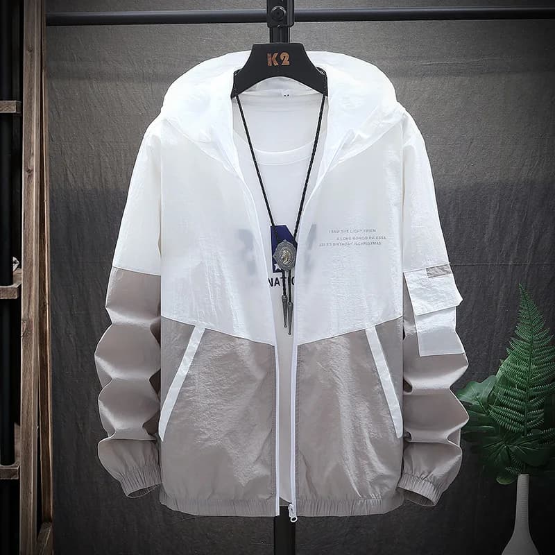 Chemise homme été protection UV fine séchage rapide capuche coupe-vent imprimé lettre polyvalente