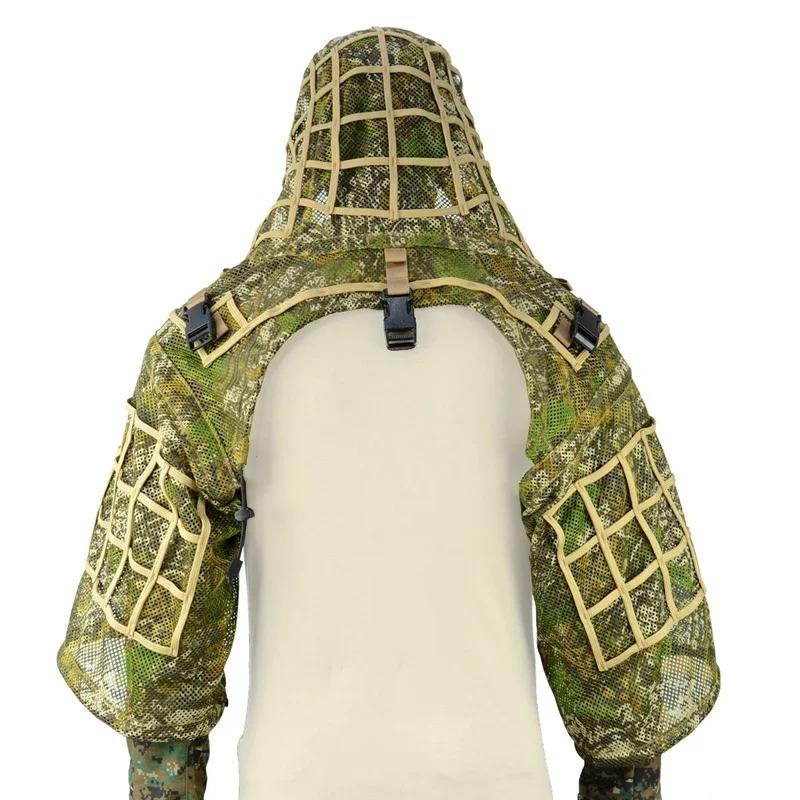 Équipement Ghillie châle mesh sniper tactique 3D - tenue camouflage tir chasse pêche plein air