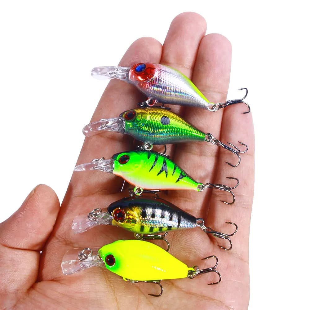 Set 5Pcs Crankbait 4.4g 5cm - leurres crank pour pêche en surface du black bass, brochet et poisson rock