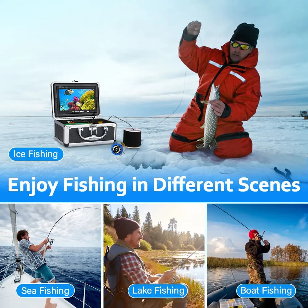 Caméra de pêche sous-marine hiver 7 pouces IP68 - vision nocturne pêche glace mer rivière