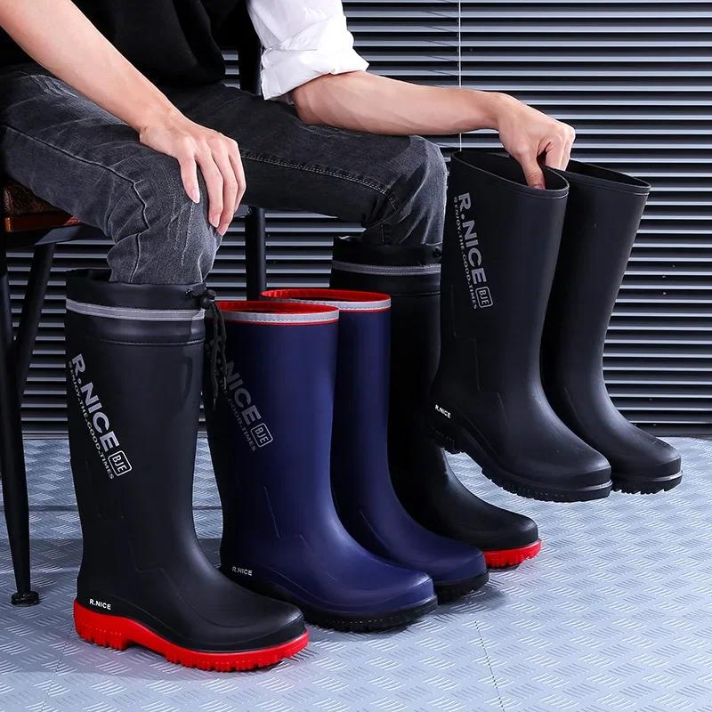 Bottes de pêche homme High-Tube imperméables anti-dérapantes renforcées pour chantier et fruits de mer