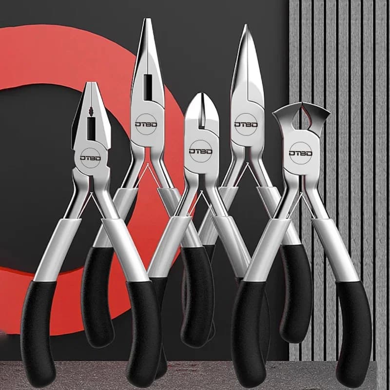 Set pinces à bec pointu sans dent plat oblique - Outils ligature fil pêche et montages