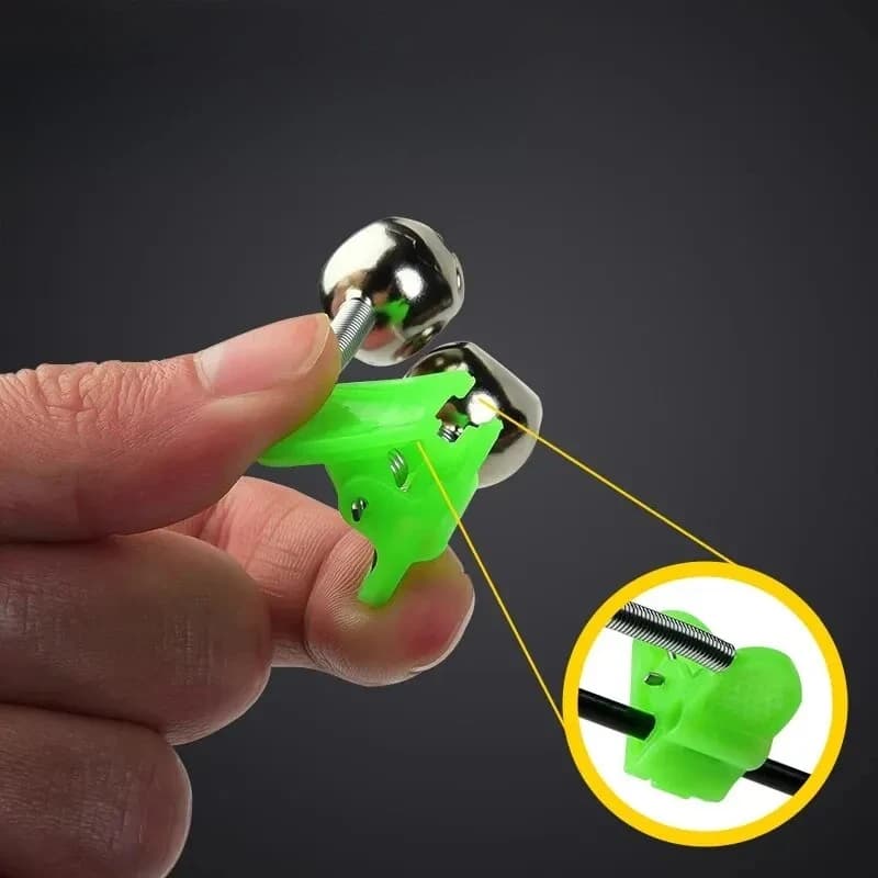 Alarmes de touche vertes ABS - 6/10 cloches sensibles pour canne à pêche avec son clair