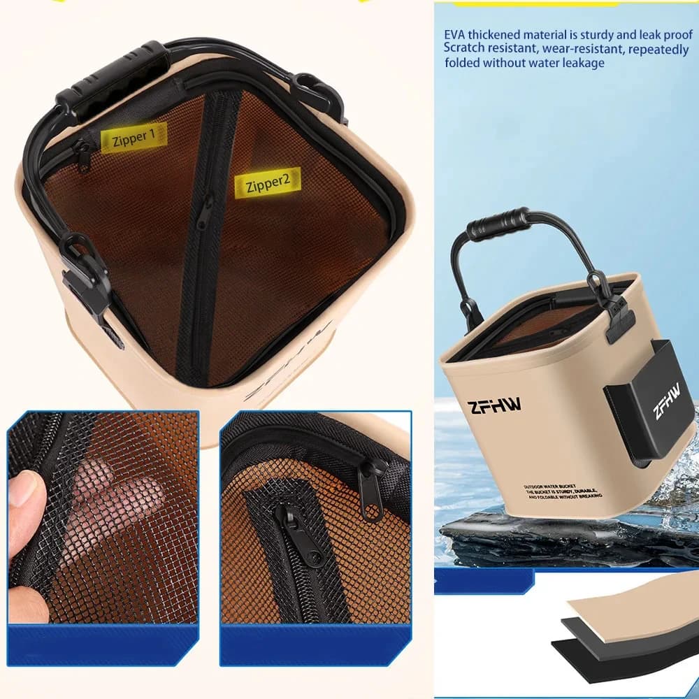 Seau de rangement pêche tout-en-un - Boîte à accessoires et matériel de pêche portable pour pêcheurs