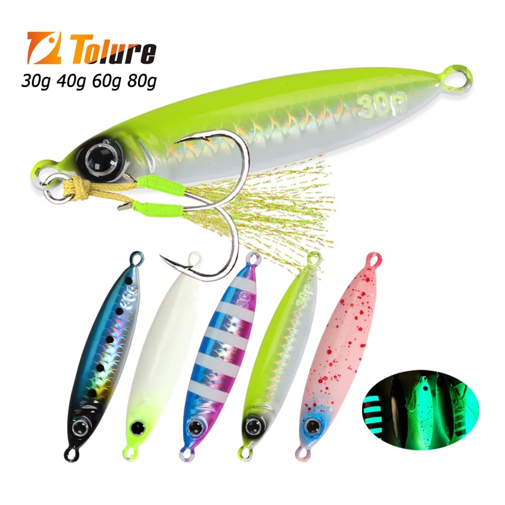 Leurre Jig Luminous TOLU 30-80g couche laser papier - leurre de pêche en mer coulant rapide