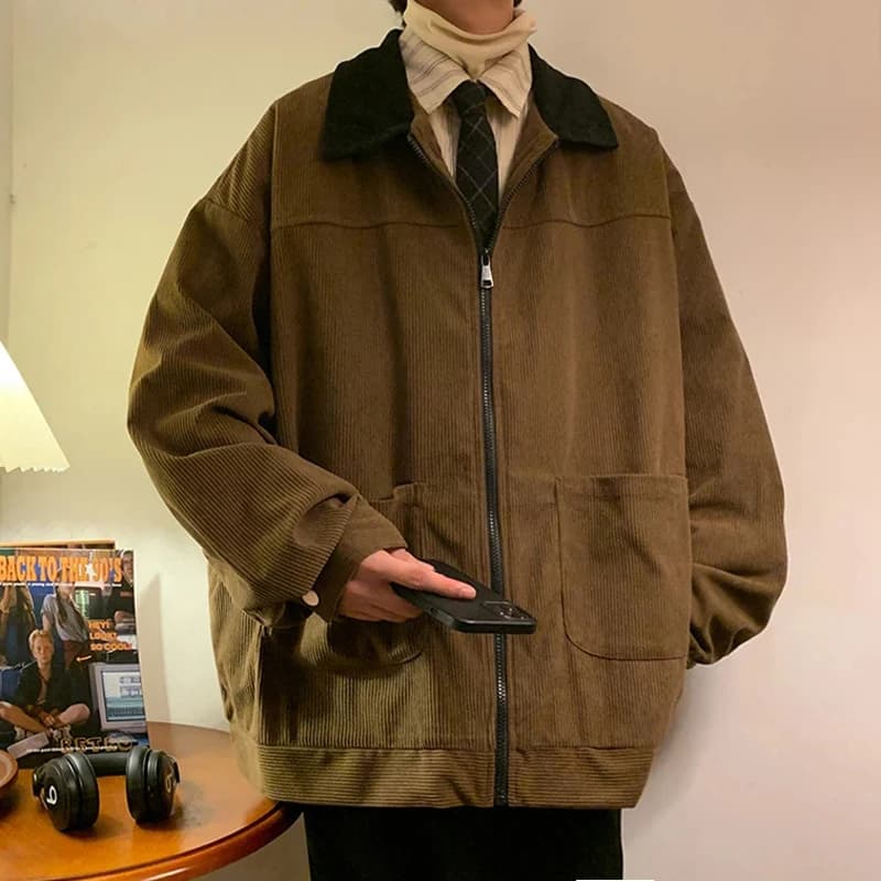 Veste bomber vintage américaine 2025 pour homme automne cargo ample coupe-vent tendance