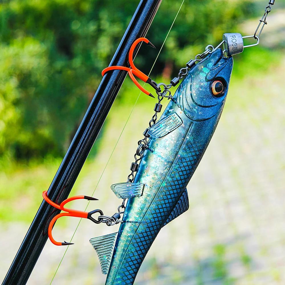 Montage pêche brochet Spinpoler stinger rig UV avec plomb réglable pour leurres souples casting