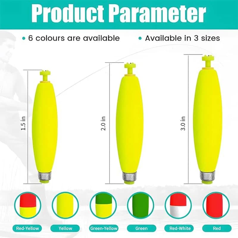 12 flotteurs lestés pêche en mousse EVA à clipser, pour crappie, poisson-chat et panfish, tailles 1,5
