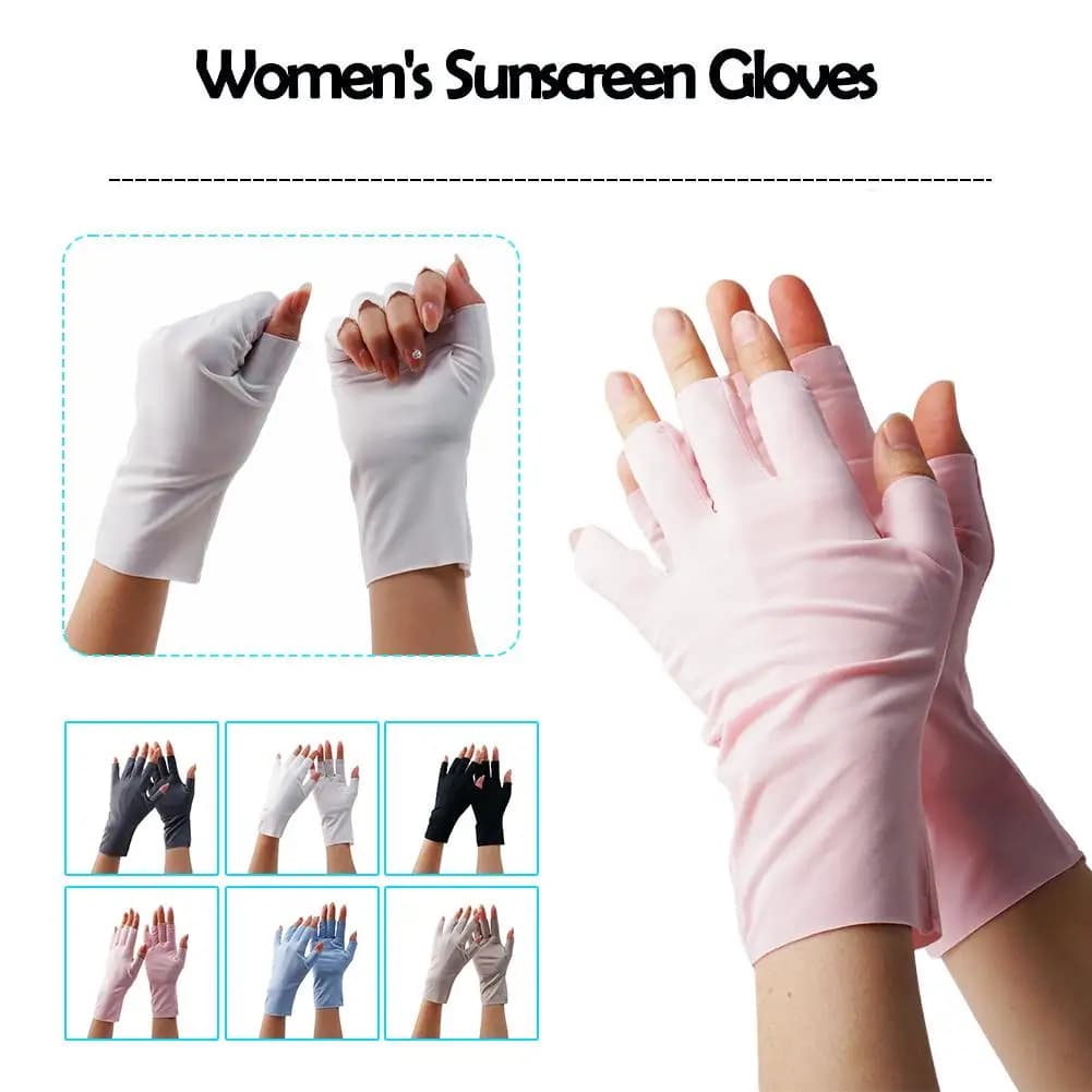 Gants doigts nus protection solaire multicolores femme - Manches UV été écran tactile conduite