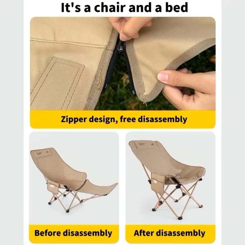 Chaise lune pliante portable réglable pour camping pêche et relaxation extérieure cadre acier 4 positions