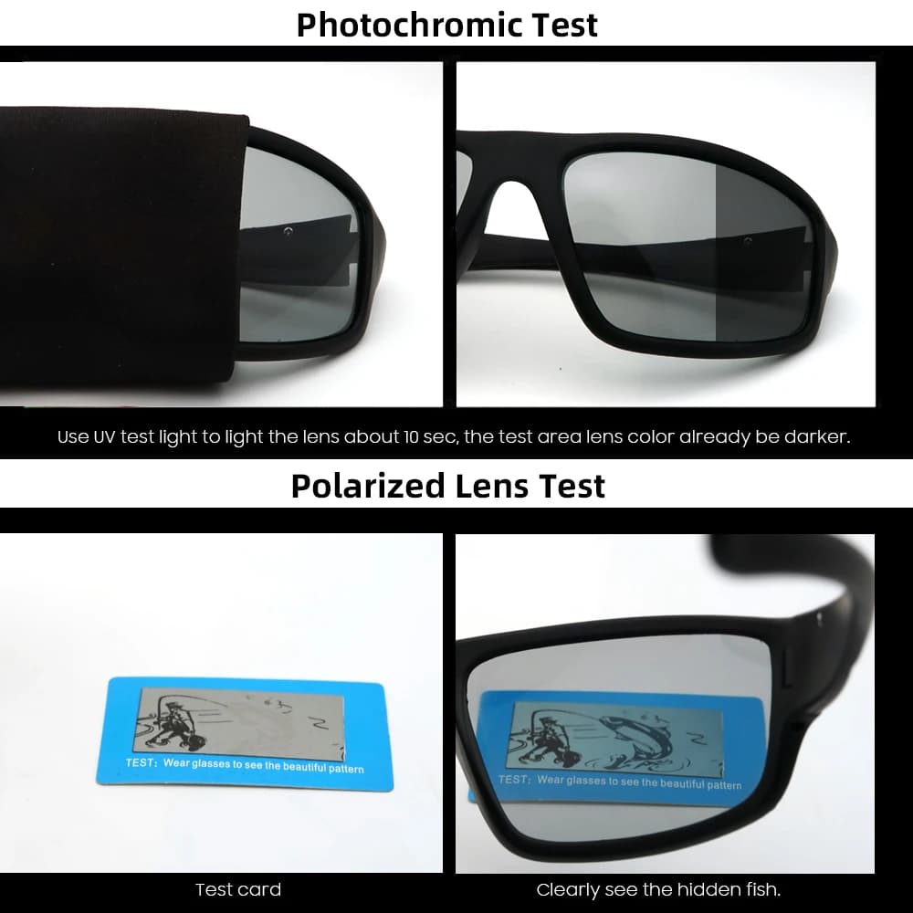 Lunettes photochromiques polarisées noires - Pêche sportive - Conduite 2026 - Changement de couleur automatique