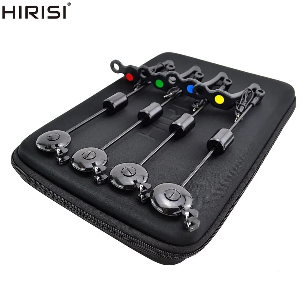 Set 4 indicateurs swingers LED Hirisi pour pêche à la carpe - Drop Off Indicator B2022 4 couleurs avec étui