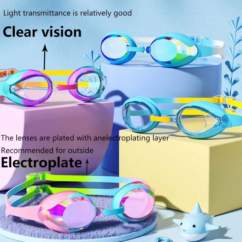 Lunettes de natation enfants anti-buée waterproof - Vision HD, verres électroplaqués ou transparents au choix