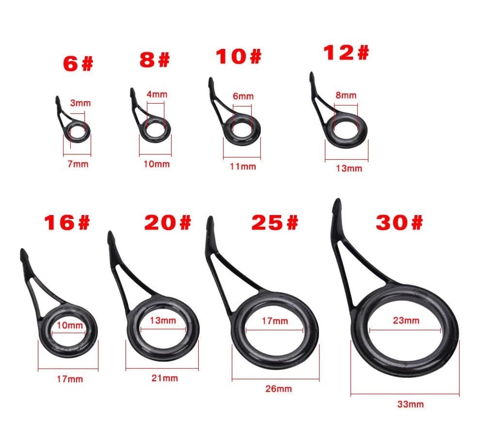 Kit réparation canne à pêche 8 anneaux céramique haute résistance 6-30mm pour guide carbone ovale accessoires
