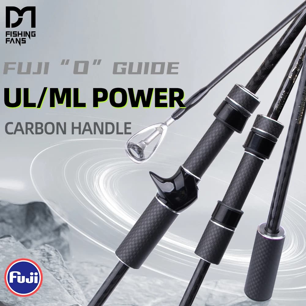 Canne spinning ultralégère Fishingfans carbone avec poignée carbone et guides FUJI O Guide pour pêche casting