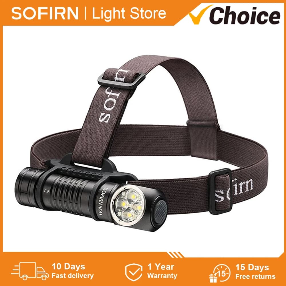 Frontale SOFIRN HS41 4000lm rechargeable USB-C 21700 LED SST-20 6500K avec aimant queue pêche