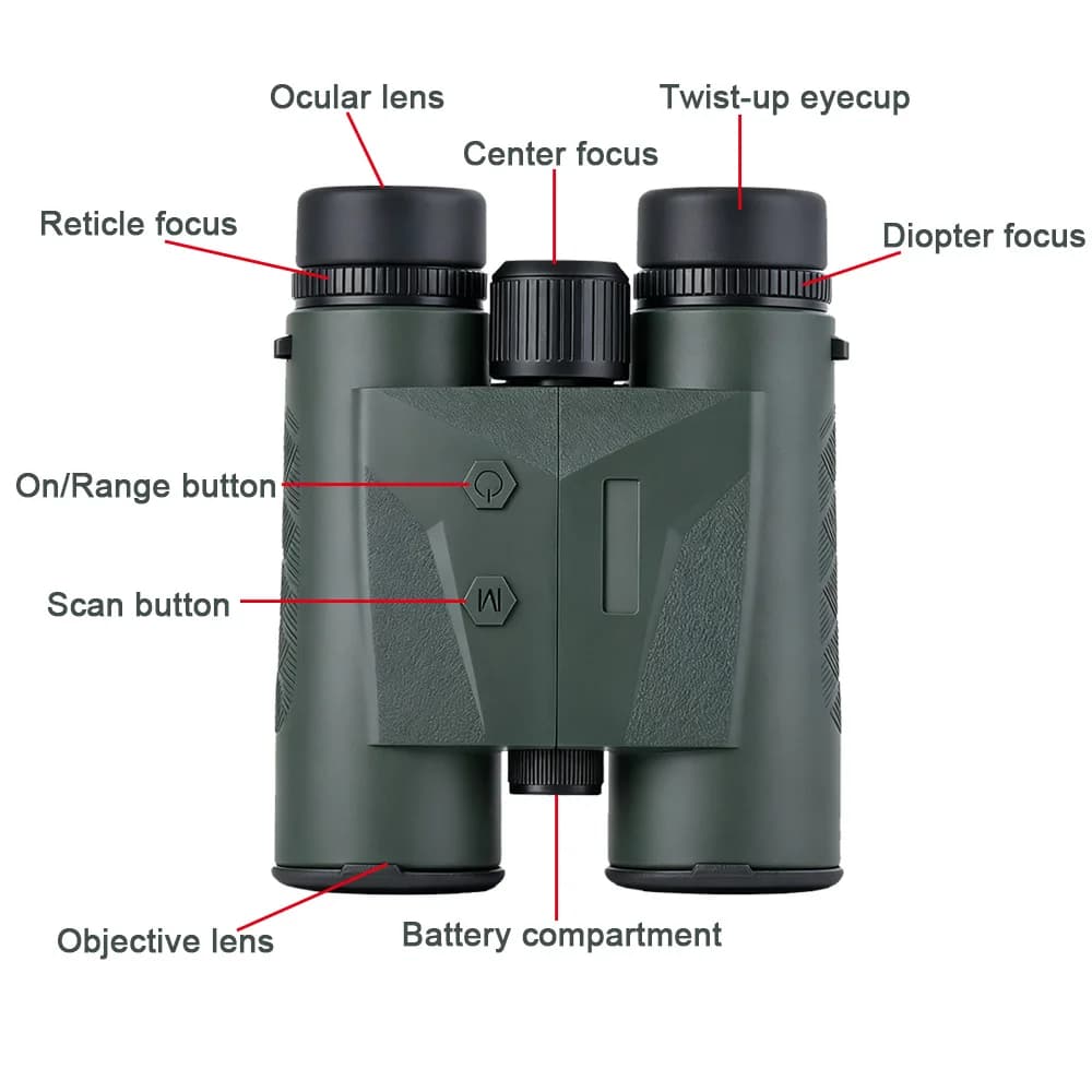 Jumelles télémètre chasse 10x42 étanches IP67 - Vision nocturne marine champ 6.1° pour adultes