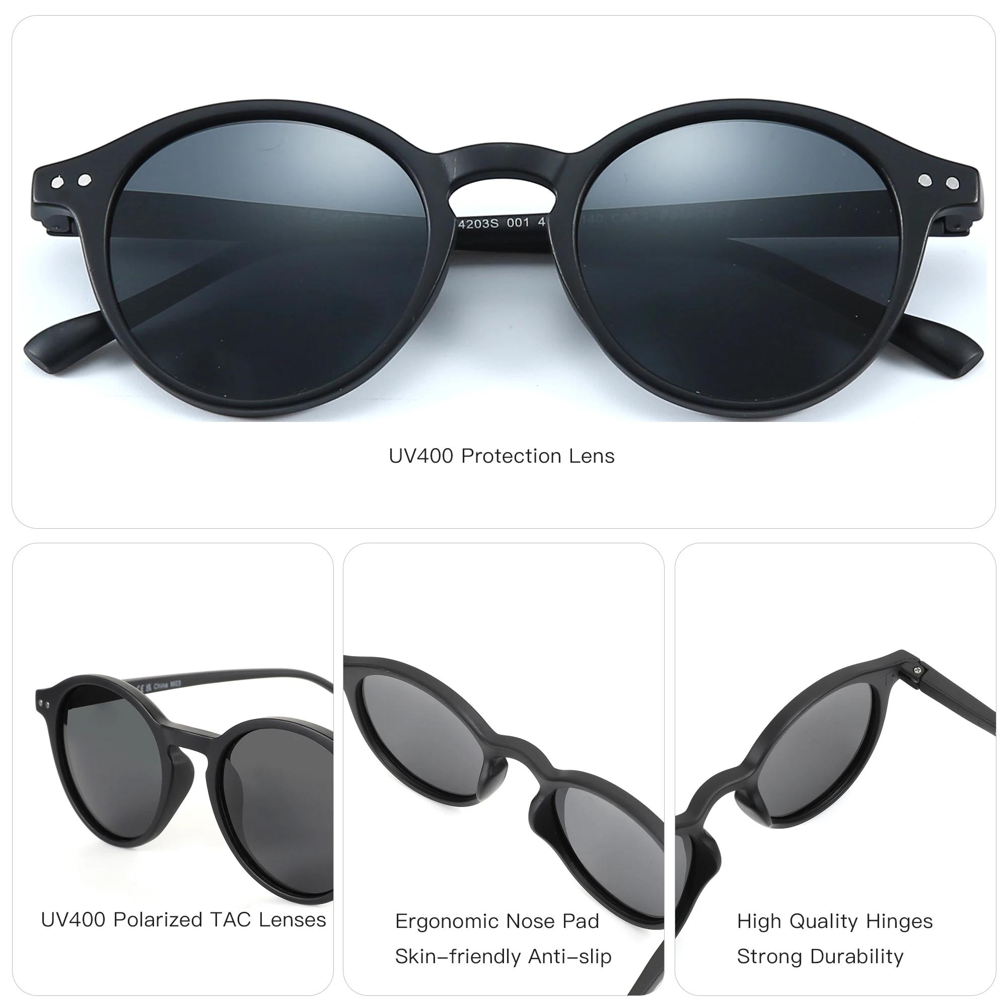 Lunettes de soleil polarisées ZENOTTIC rétro 2023-2024 pour pêche - Cadre rond vintage