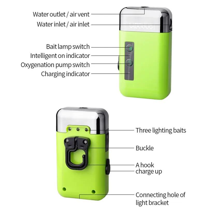 Pompe à oxygène rechargeable avec capteur - Accessoire multifonction pour vivier et pêche en mer
