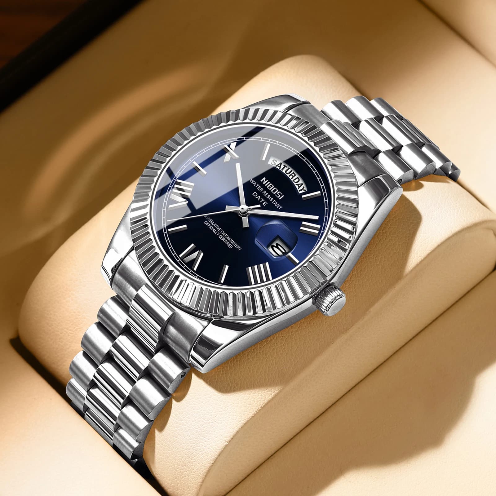 Montre homme NIBOSI luxe quartz Miyota - Étanche élégante pour pêcheurs stylés journée date