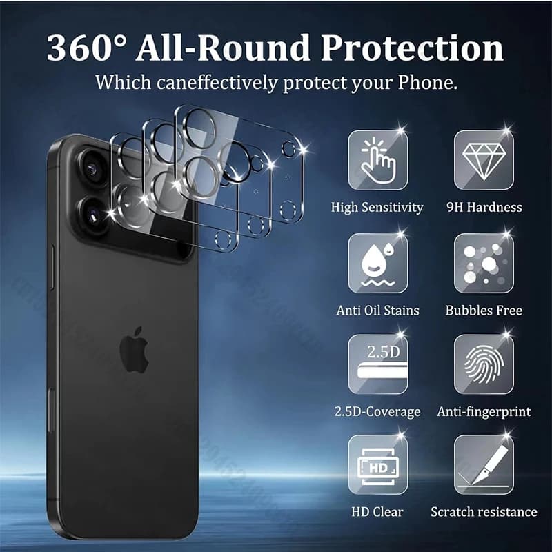 Verre trempé protection caméra 3D iPhone 17 Pro Max objectif écran pêche photo sous-marine