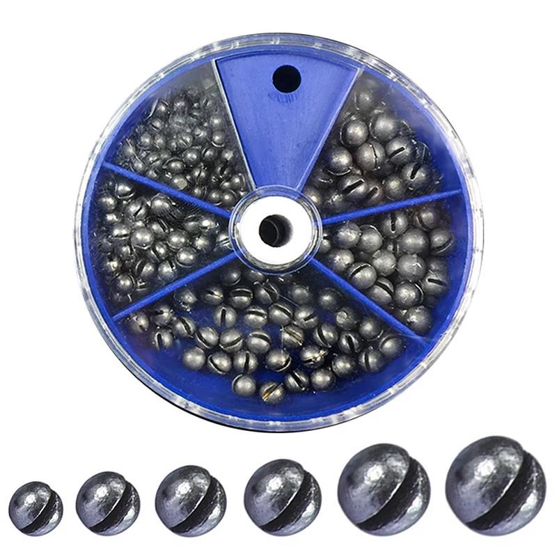 Set de plombs de pêche à mors ouvert - Accessoires de pêche avec clips et plombs ronds