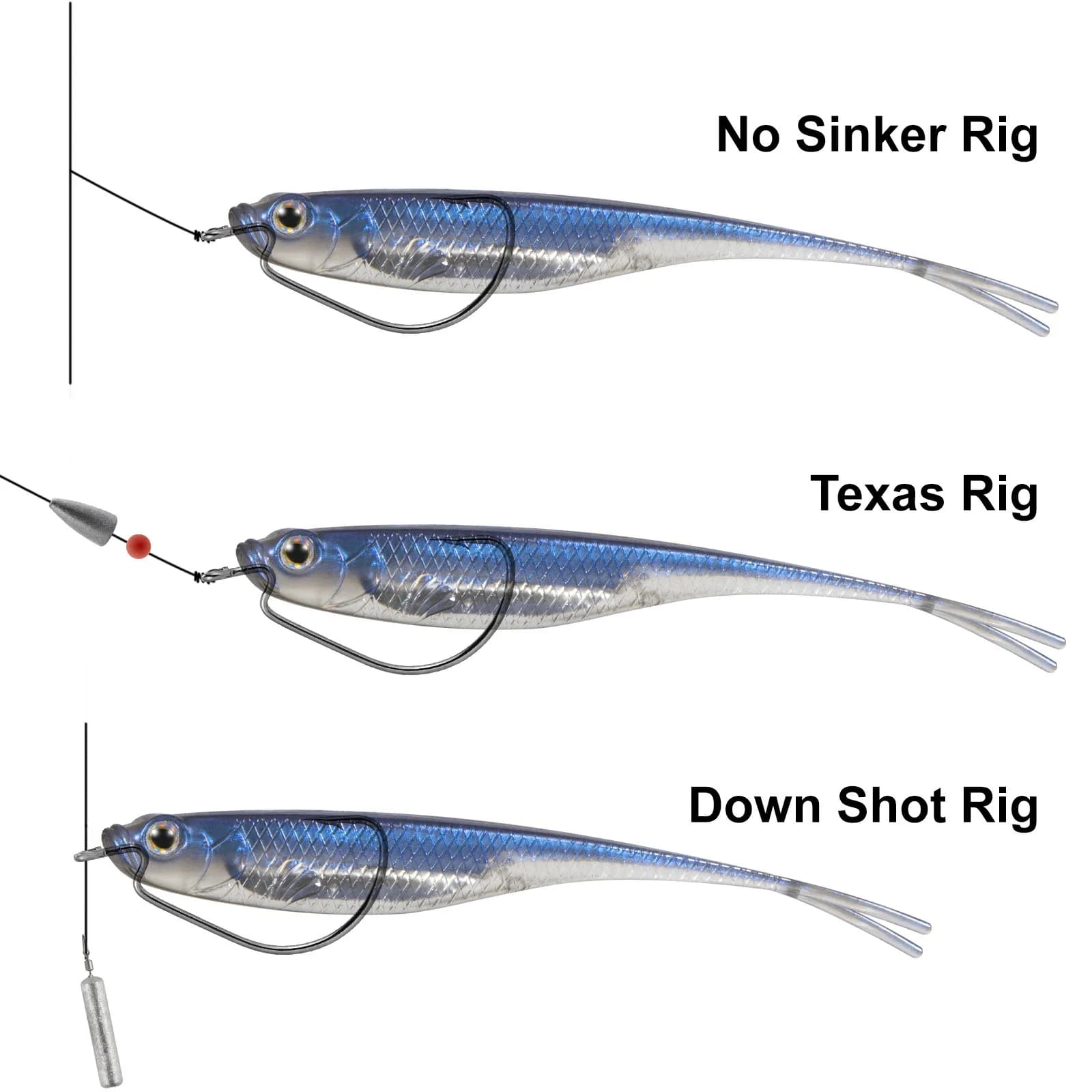 Leurres souples Dr.Fish Fork Tail 5-6 pièces pour drop shot - Appât sans-herbe pour truite perche sandre