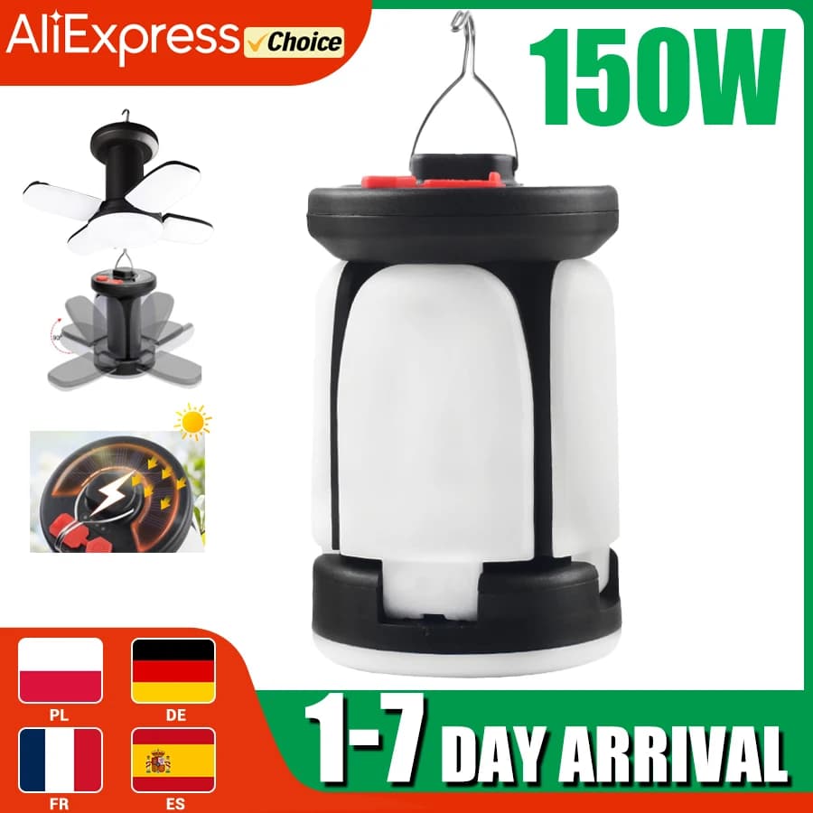Lanterne de camping LED rechargeable solaire en forme de feuille pour tente, pêche et randonnée nocturne