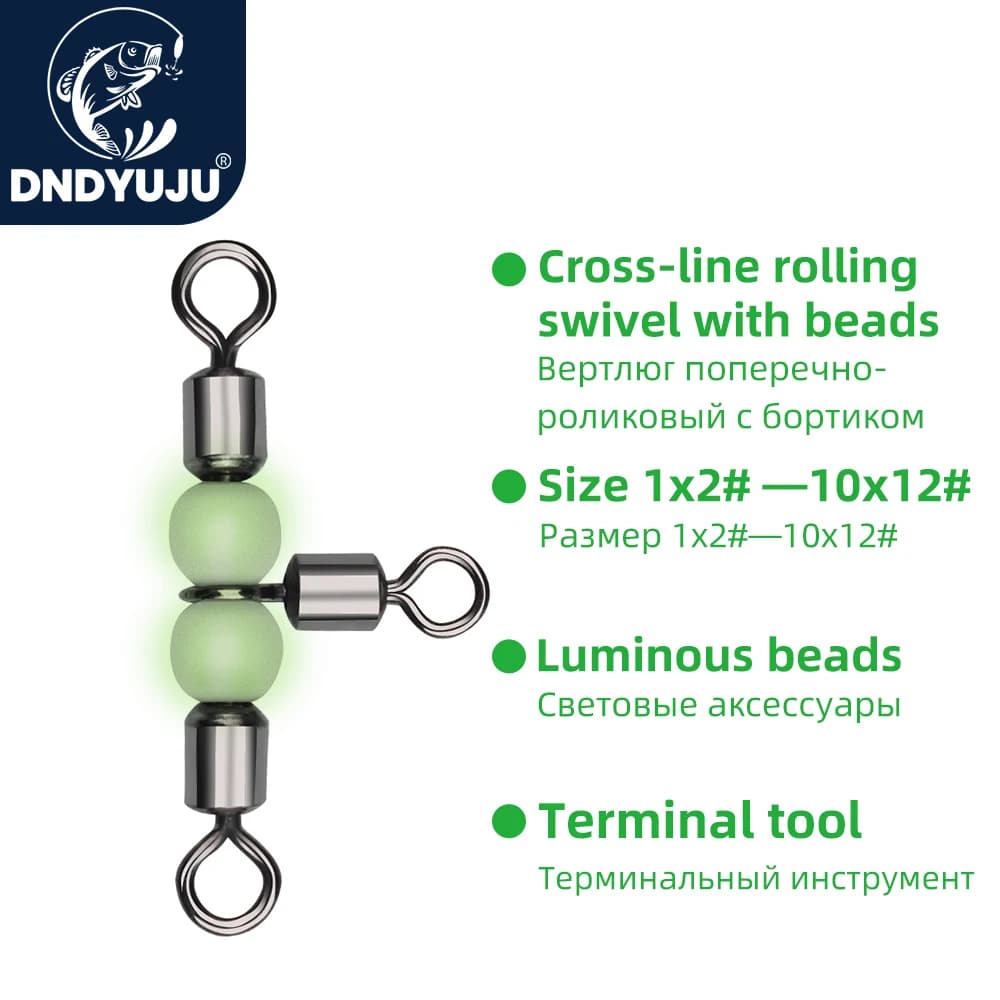 Accessoires pêche 10 pièces émerillons triple roulement à billes DNDYUJU connexion fluide équipement