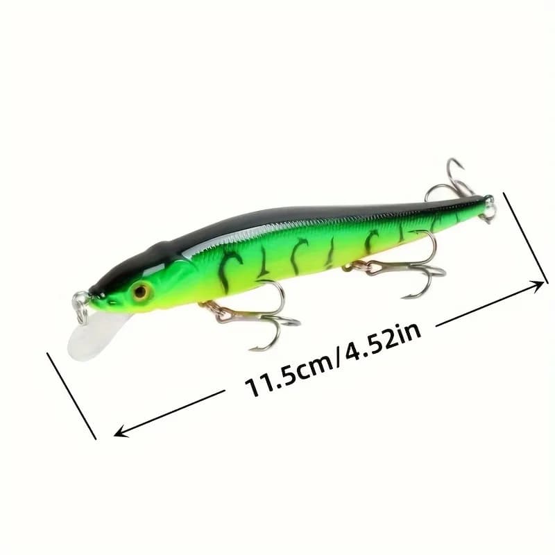 Leurre dur minnow 11,5cm/14g simulation plastique, 3 hameçons triples pour brochet et carpe, appât artificiel pêche
